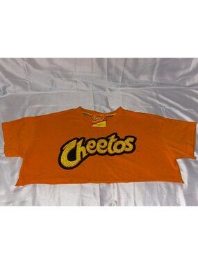 Forever 21 x Cheetos Flamin’ Hot Orange Rhinestone Crop T-Shirt Size Small